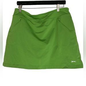 Slazenger Golf Tennis Athletic Skort Skirt Pockets Green Stretch Sz L